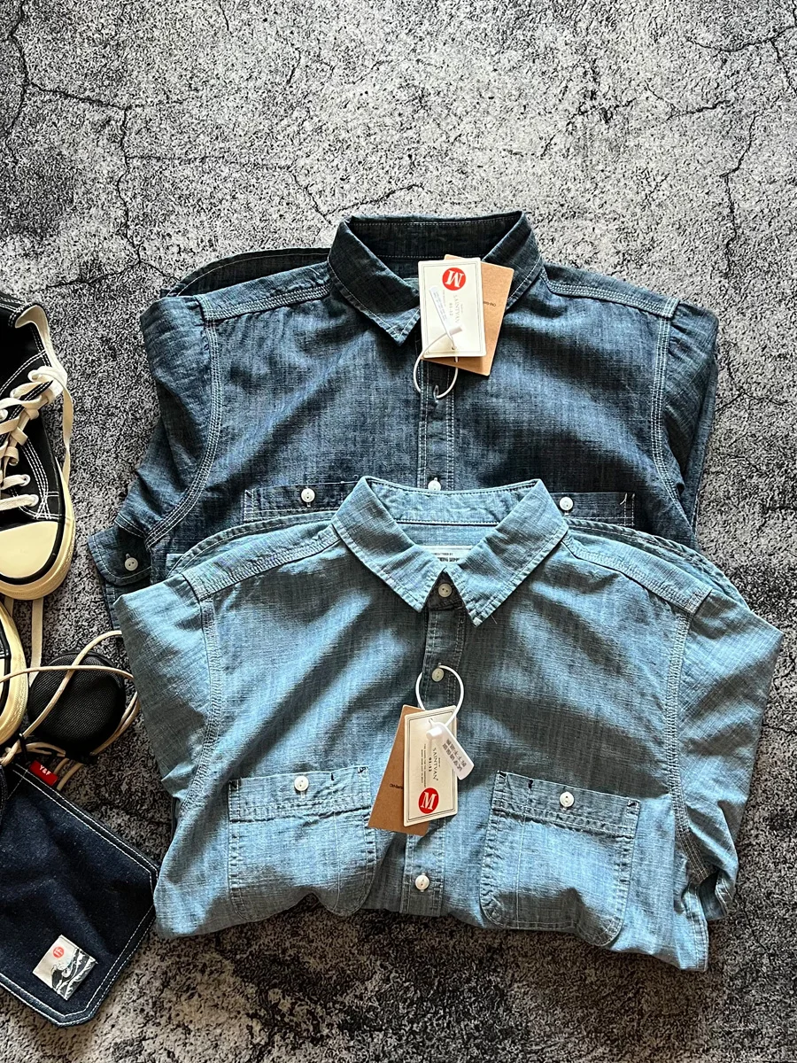 Japan Retro Bamboo Yarn Denim Casual Shirt Cool Hong Kong Style Long Sleeve Loose Spring Autumn 100% Cotton Washed Workwear Tops
Japan Retro Bamboo Yarn Denim Casual Shirt Cool Hong Kong Style Long Sleeve Loose Spring Autumn 100% Cotton Washed Workwear Tops