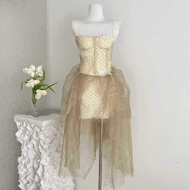 Flocking Dot Mesh Midi Dress with Chest Pad Evening Party Lace Embroidered Floral High Waist Dresses Women Outfits 2026 New
Flocking Dot Mesh Midi Dress with Chest Pad Evening Party Lace Embroidered Floral High Waist Dresses Women Outfits 2026 New
