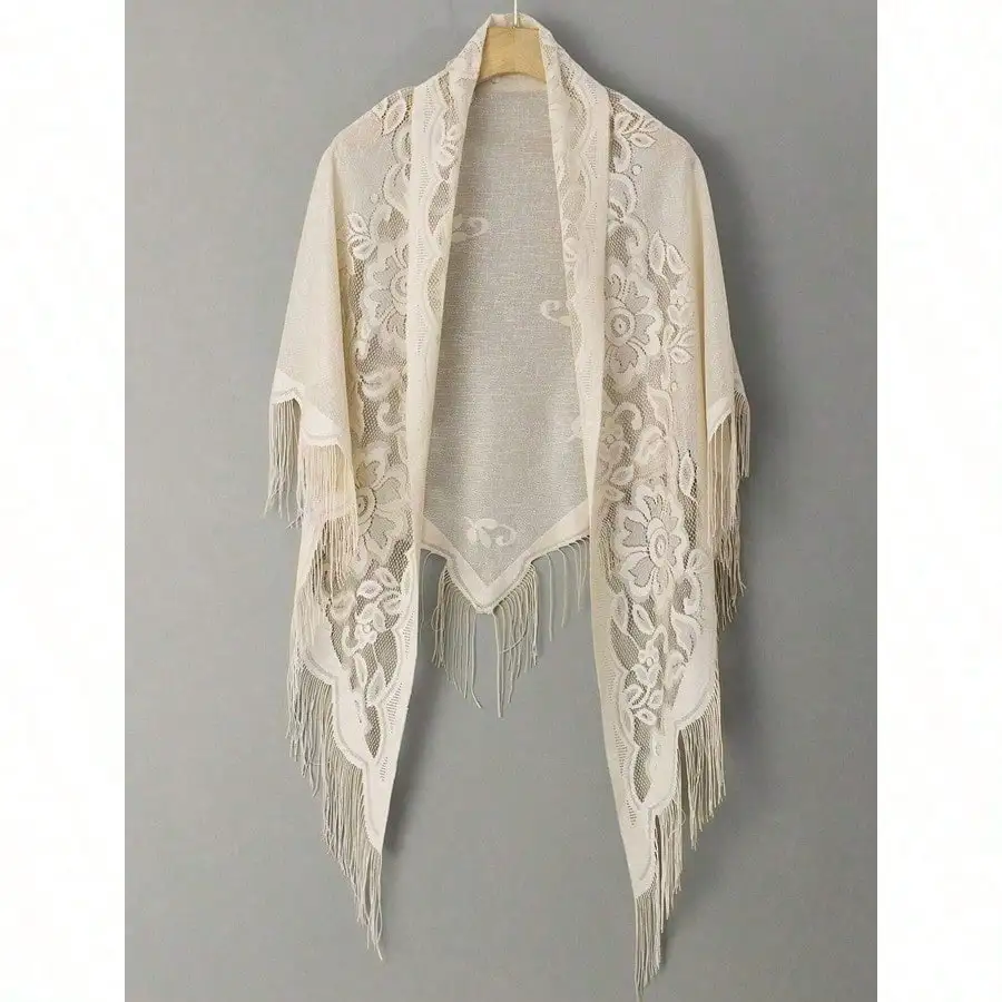 1pc Women Beach Accessories Lace Shawl Hollow With Long Tassel Triangular Scarf For Bridesmaid Wedding Party Beach Travel Date Accessories Women Valentine's Day Valentines
1pc Women Beach Accessories Lace Shawl Hollow With Long Tassel Triangular Scarf For Bridesmaid Wedding Party Beach Travel Date Accessories Women Valentine's Day Valentines