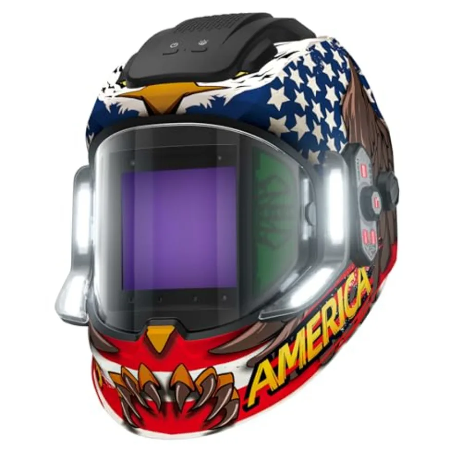 Welding Helmet with 4 LED Light, Panoramic Large Viewing Screen 3.94"X3.74" True Color Auto Darkening Welding Helmet, 6 Arc Sen
Welding Helmet with 4 LED Light, Panoramic Large Viewing Screen 3.94"X3.74" True Color Auto Darkening Welding Helmet, 6 Arc Sen
