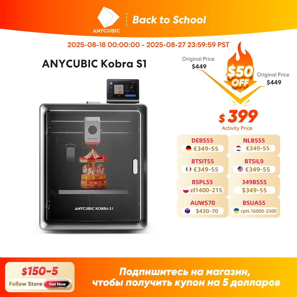 Anycubic Kobra S1 Multi-Color 3D Printer High Precision Core XY Stable Structure Ultra-Quiet Max Speed 600mm/s 3D Printer
Anycubic Kobra S1 Multi-Color 3D Printer High Precision Core XY Stable Structure Ultra-Quiet Max Speed 600mm/s 3D Printer