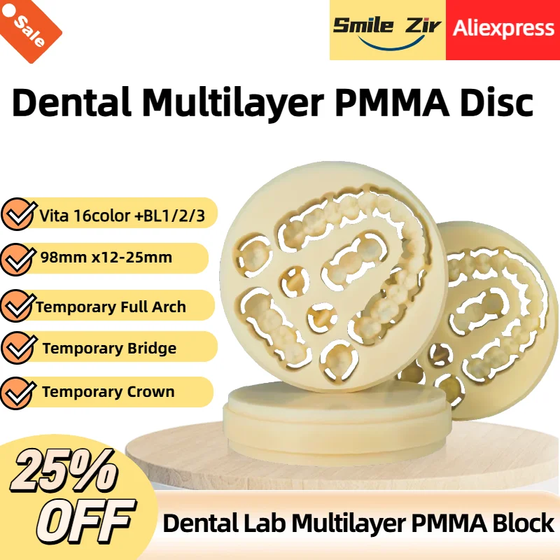 98mm Dental Lab Multilayer PMMA Blocks Dental CADCAM Vita16 Color PMMA Resin Disc for Dentist PMMA Temporary Restoration Bridge
98mm Dental Lab Multilayer PMMA Blocks Dental CADCAM Vita16 Color PMMA Resin Disc for Dentist PMMA Temporary Restoration Bridge