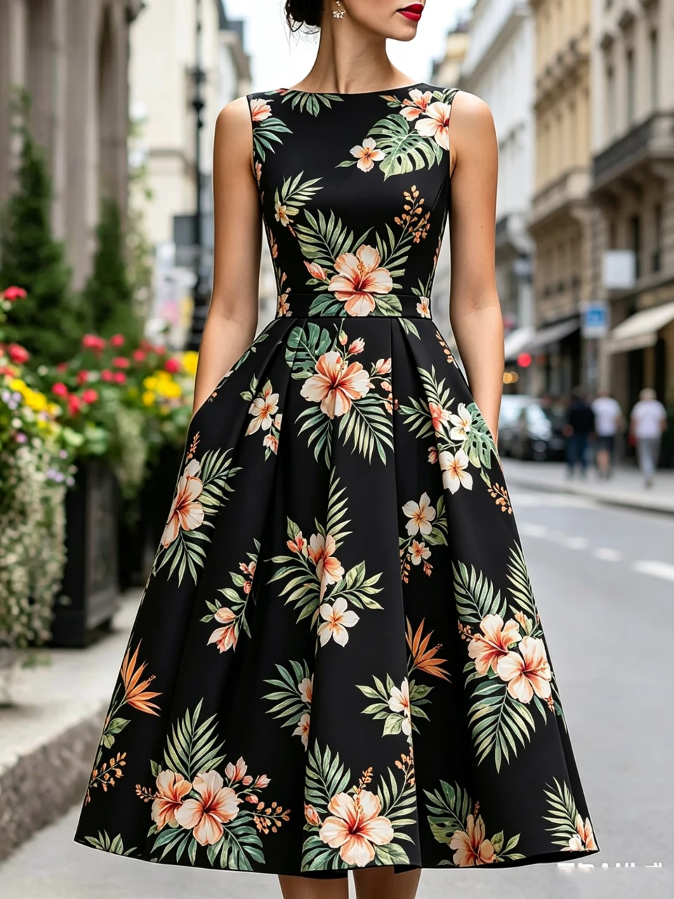 Women Vintage Tropical Leaf Floral Print Crew Neck Midi Dress Sleeveless A-Line Elegant Cocktail Party Evening Dress Vestidos
Women Vintage Tropical Leaf Floral Print Crew Neck Midi Dress Sleeveless A-Line Elegant Cocktail Party Evening Dress Vestidos