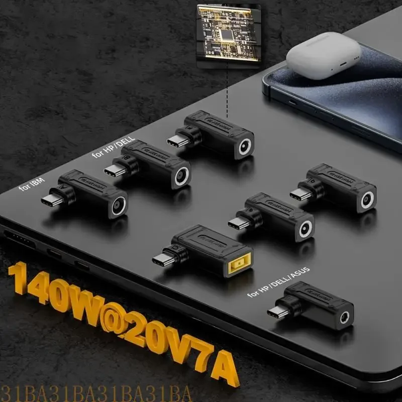 652F 140W 5.5x2.1mm/5.5x2.5mm/4.5x0.6mm/7.4x5.0mm/6.0x0.6mm/7.9x0.9mm/Square Female to Type C Male Power Adapter for Laptops
652F 140W 5.5x2.1mm/5.5x2.5mm/4.5x0.6mm/7.4x5.0mm/6.0x0.6mm/7.9x0.9mm/Square Female to Type C Male Power Adapter for Laptops