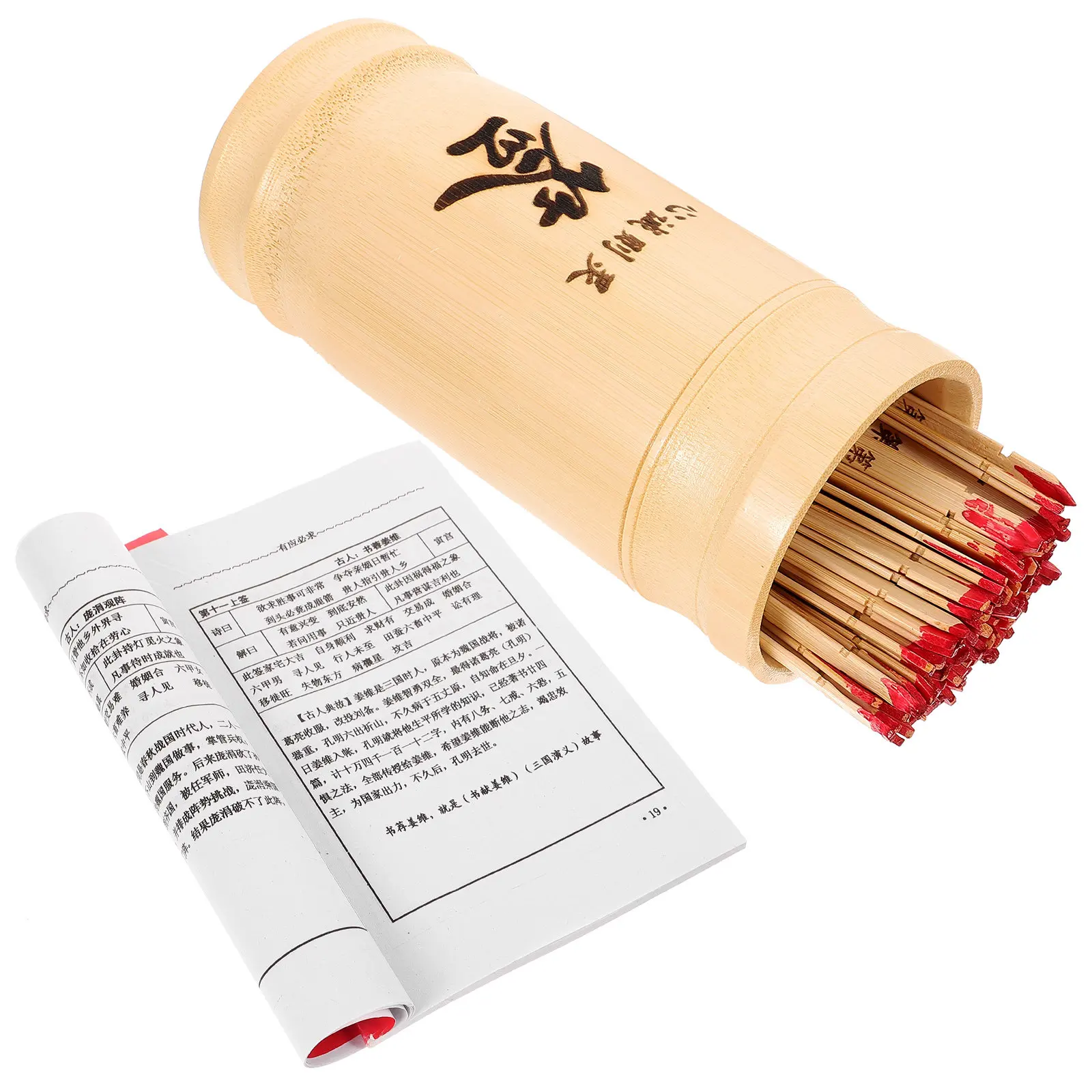 1Set Chinese Fortune Sticks Bamboo Bucket Book Buddhist Divination Props Vintage Bamboo Fortune Sticks Kit Family Gathering
1Set Chinese Fortune Sticks Bamboo Bucket Book Buddhist Divination Props Vintage Bamboo Fortune Sticks Kit Family Gathering