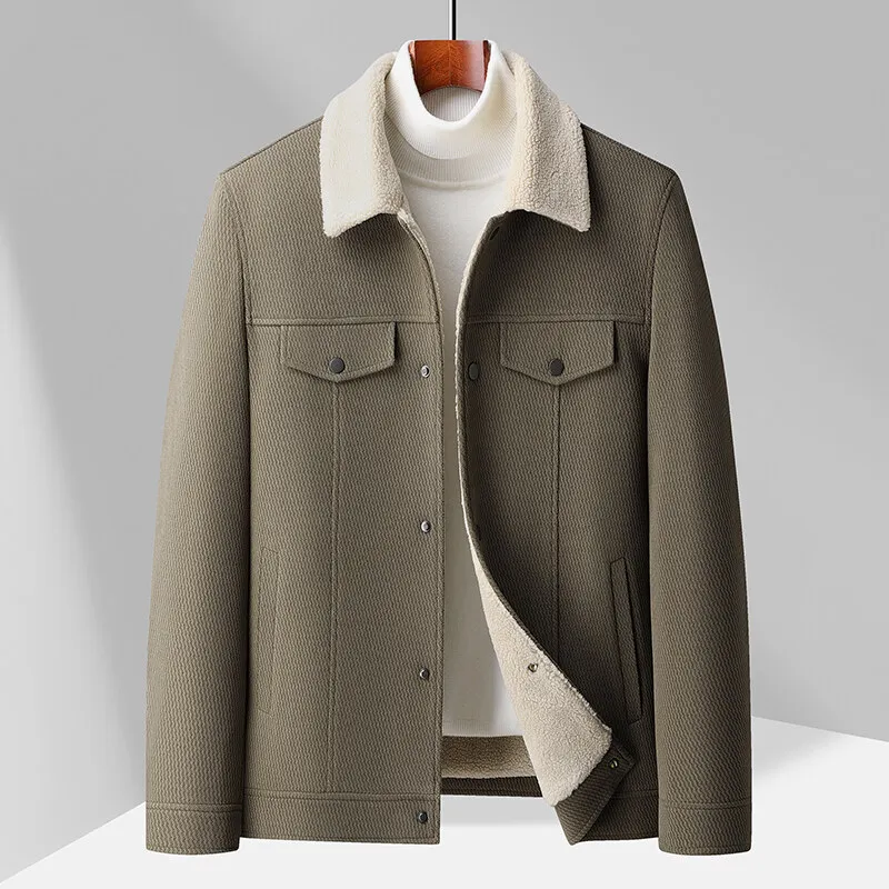 Korean Lamb Wool Lapel Jackets Men's Autumn Winter Add Velvet Warm Woolen Jacket Retro Casual Trench Blends Coats Top Streetwear
Korean Lamb Wool Lapel Jackets Men's Autumn Winter Add Velvet Warm Woolen Jacket Retro Casual Trench Blends Coats Top Streetwear