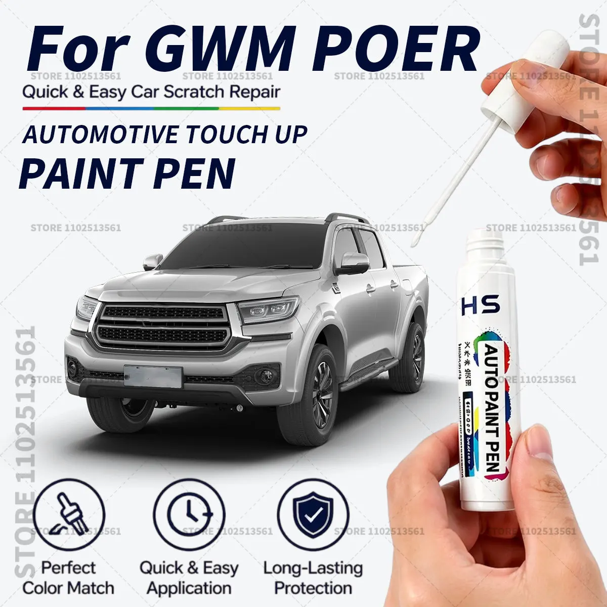 For GWM POER Touch Up Paint Pen Car Paint Scratch Repair Tool SiIver Black White Orange Yellow Scarlet red Schroeder Blue Grey
For GWM POER Touch Up Paint Pen Car Paint Scratch Repair Tool SiIver Black White Orange Yellow Scarlet red Schroeder Blue Grey