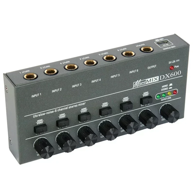 Upgraded DX400/600/800 Ultra Low Noise 4/6/8 Channel Line Mixer Mini Sound Mixer Power Supply DC5V Easy Operation Audios Mixer
Upgraded DX400/600/800 Ultra Low Noise 4/6/8 Channel Line Mixer Mini Sound Mixer Power Supply DC5V Easy Operation Audios Mixer