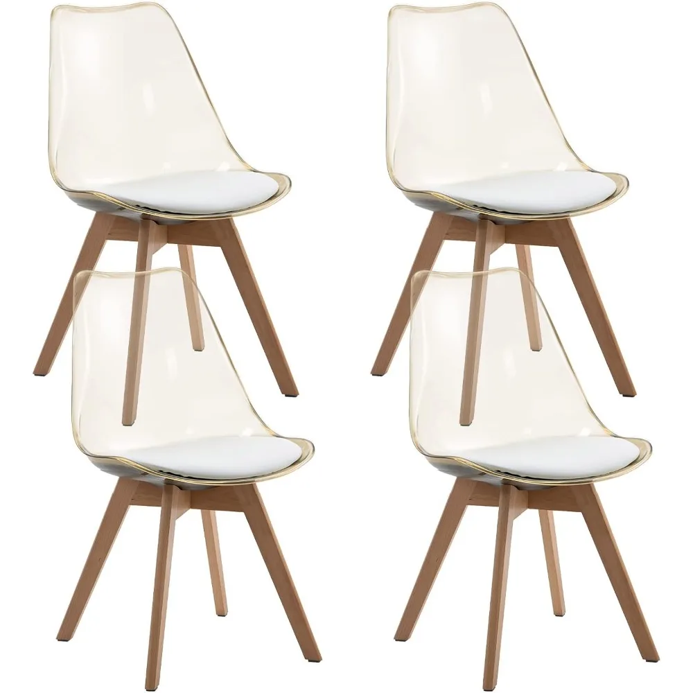 Dining Chairs Set of 4, Modern Kitchen Clear Acrylic Accent Dinner Chairs with PU Leather Cushions Seat and Solid Beech
Dining Chairs Set of 4, Modern Kitchen Clear Acrylic Accent Dinner Chairs with PU Leather Cushions Seat and Solid Beech