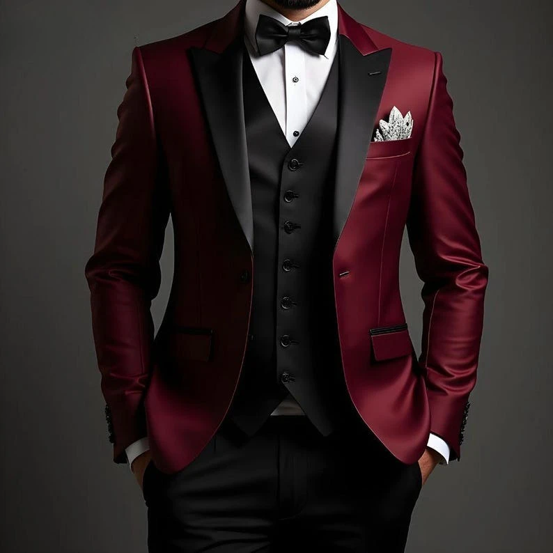 Men's Black 3 Piece Suit Formal Groom Attire
Men's Black 3 Piece Suit Formal Groom Attire