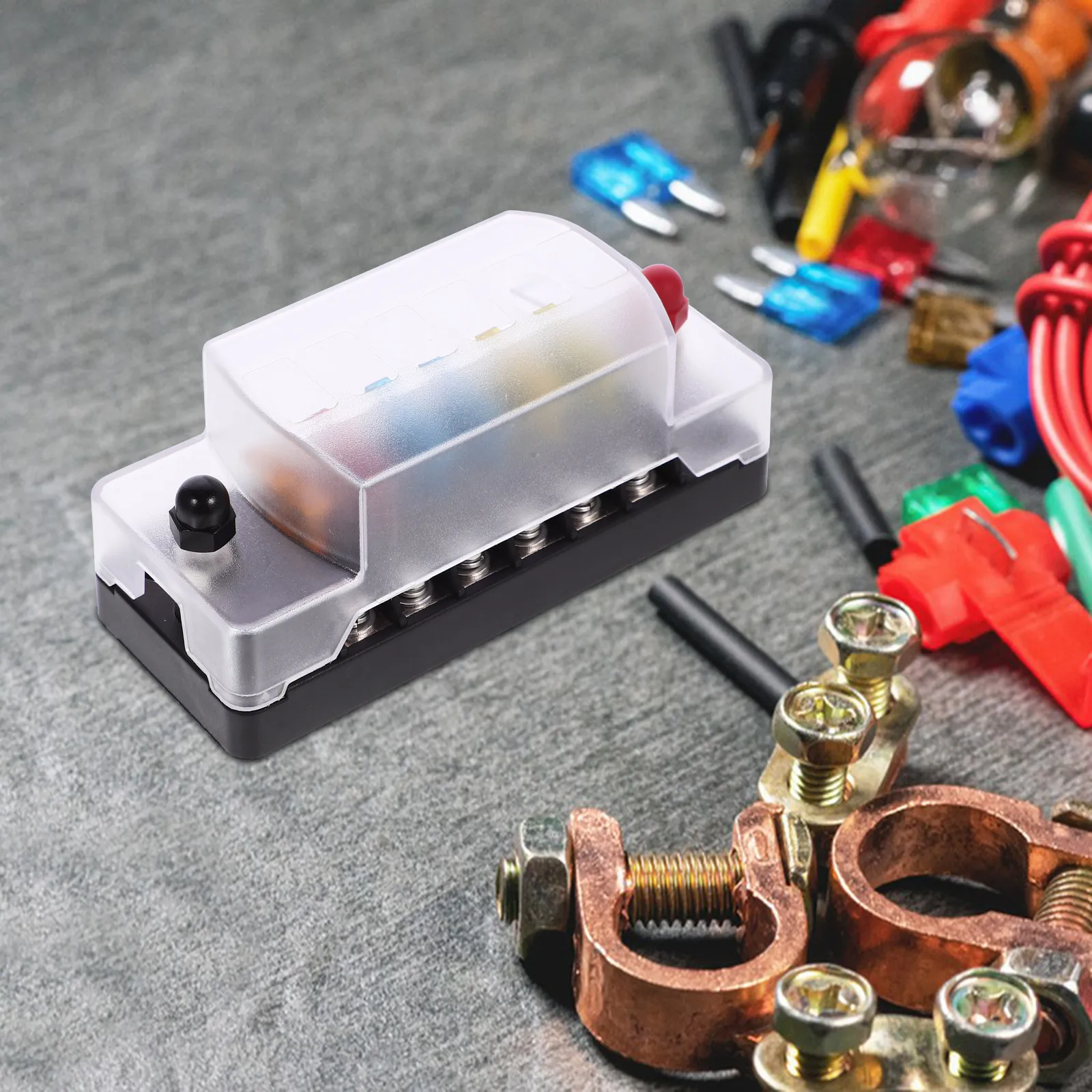 1Set 6 Way Automotive Fuse Block 1 in 6 Out Fused Distribution Block for Car Boat Motorcycle Marine Electrical System Safety
1Set 6 Way Automotive Fuse Block 1 in 6 Out Fused Distribution Block for Car Boat Motorcycle Marine Electrical System Safety
