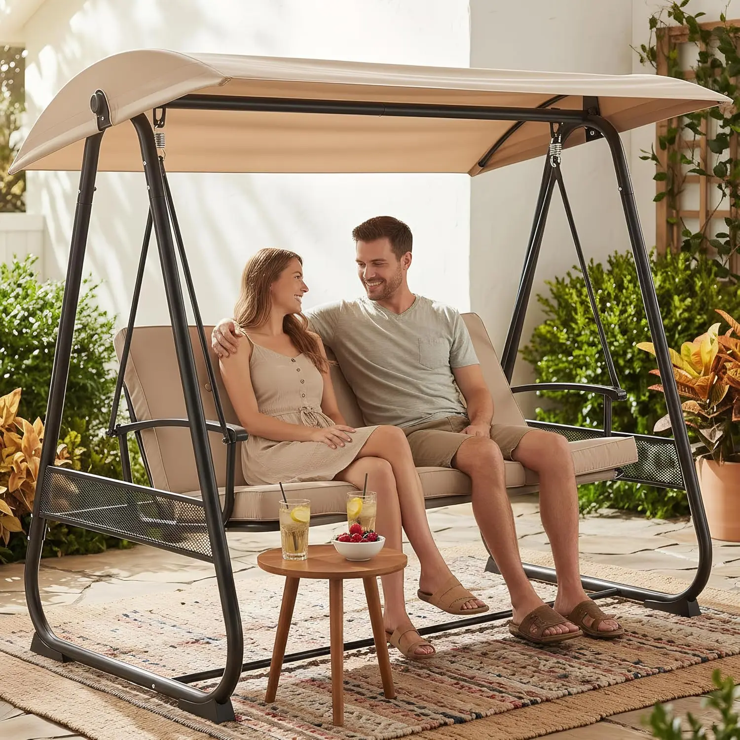 3-Seat Outdoor Patio Swing Chair with Adjustable Canopy, Heavy-Duty Frame & Cushions for Garden, Backyard, Balcony
3-Seat Outdoor Patio Swing Chair with Adjustable Canopy, Heavy-Duty Frame & Cushions for Garden, Backyard, Balcony