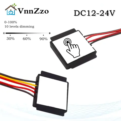 Mirror Touch Switch DC 12V 24V Light Strip Touch Dimming Mirror LED Monochrome Tricolor Electrodeless Dimming Switch Adjusta
