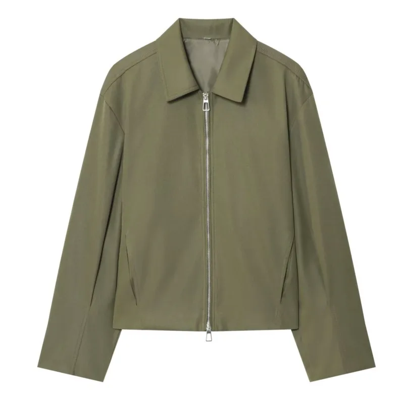 2025 Womens Fall Lapel Long Sleeve Zipper Accent Lightweight Jacket Outerwear For Casual Daily Wear Street Style Autumn Jackets
2025 Womens Fall Lapel Long Sleeve Zipper Accent Lightweight Jacket Outerwear For Casual Daily Wear Street Style Autumn Jackets