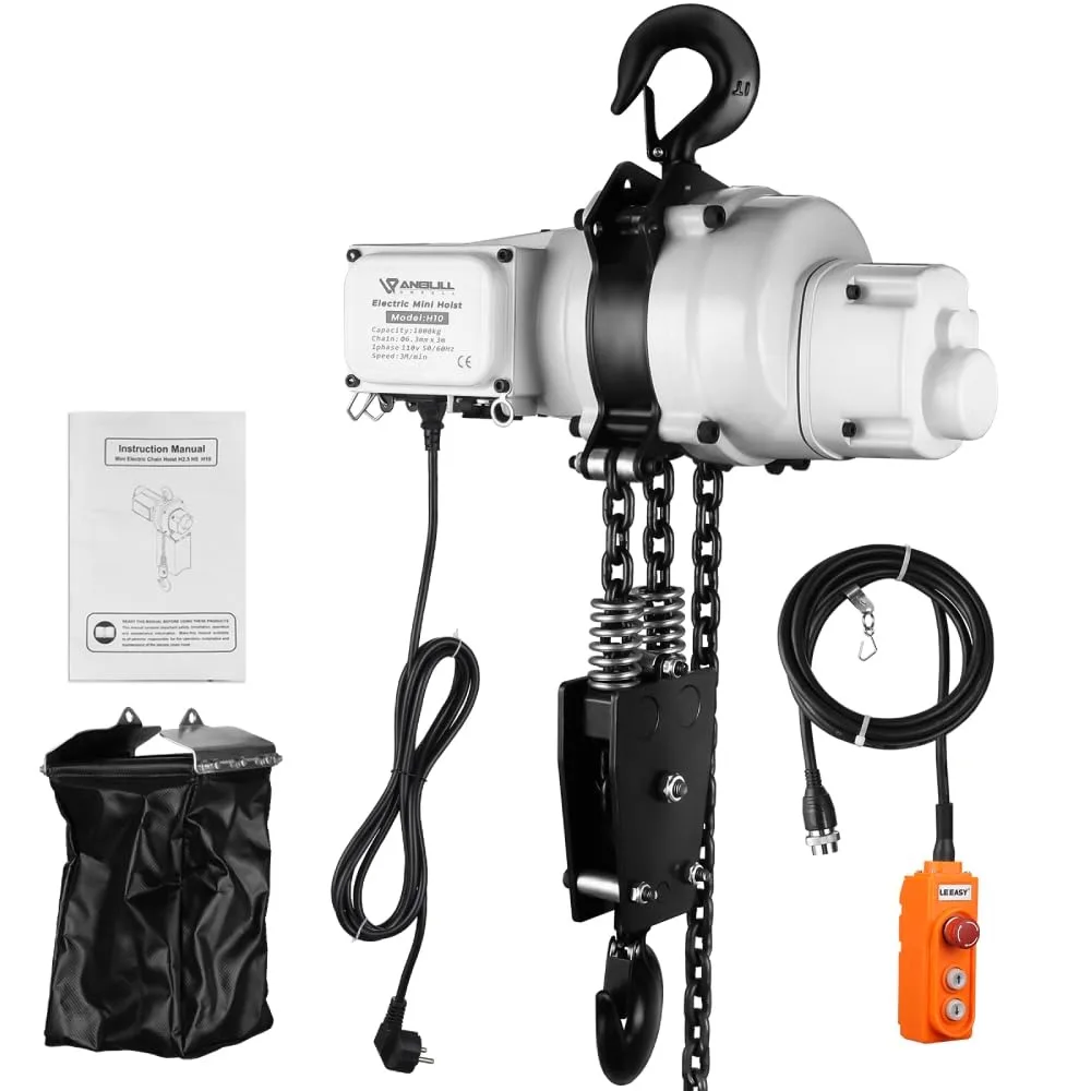 2200lbs FEC Chain Electric Lift Hoist Single Phase Overhead Crane Hoist, DT Grade Carburized Double Chain Hoist with Two 360°
2200lbs FEC Chain Electric Lift Hoist Single Phase Overhead Crane Hoist, DT Grade Carburized Double Chain Hoist with Two 360°