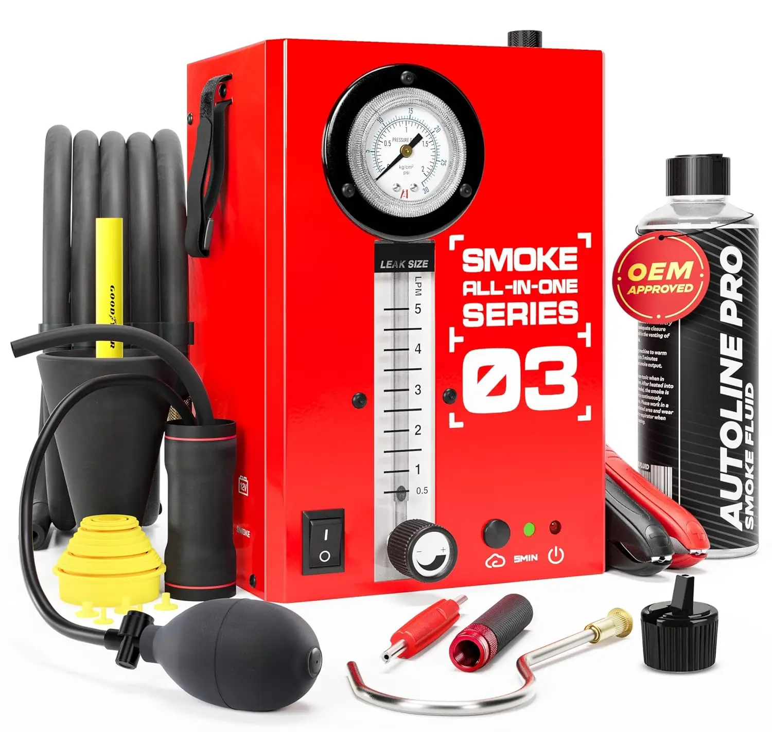 *2025 Upgrade Model* Automotive Smoke Machine with Best Ranked Smoke Fluid - EVAP Leak Detector with Built-in Air Compressor - M
*2025 Upgrade Model* Automotive Smoke Machine with Best Ranked Smoke Fluid - EVAP Leak Detector with Built-in Air Compressor - M