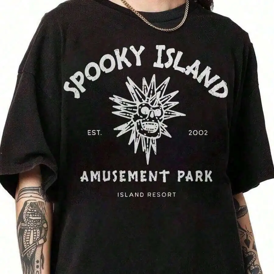 Spooky Island Amusement Park Tee Retro Halloween Skull Graphic T-Shirt Casual Vintage Style
Spooky Island Amusement Park Tee Retro Halloween Skull Graphic T-Shirt Casual Vintage Style