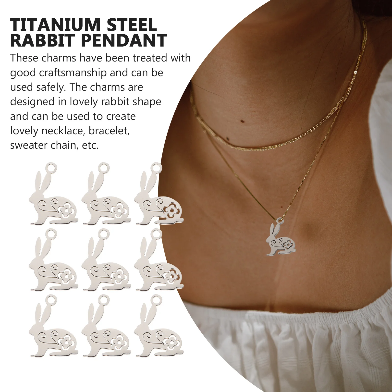10 шт., подвески в виде кролика из нержавеющей стали, милые подвески в виде кролика для DIY ювелирных изделий, украшения для свитера, цепочка, аксессуар
10 шт., подвески в виде кролика из нержавеющей стали, милые подвески в виде кролика для DIY ювелирных изделий, украшения для свитера, цепочка, аксессуар