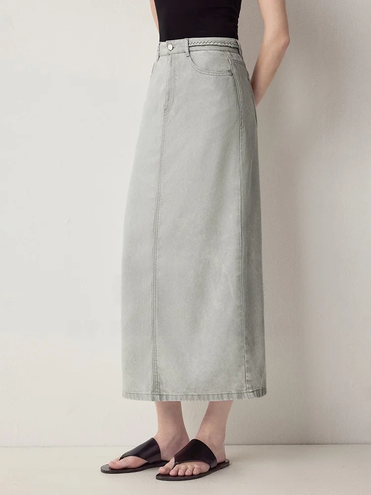 Vintage Washed Denim Half Skirt with Twisted Waist for Women Sofa Brand Minimalist Style Standard Fit Summer Collection
Vintage Washed Denim Half Skirt with Twisted Waist for Women Sofa Brand Minimalist Style Standard Fit Summer Collection