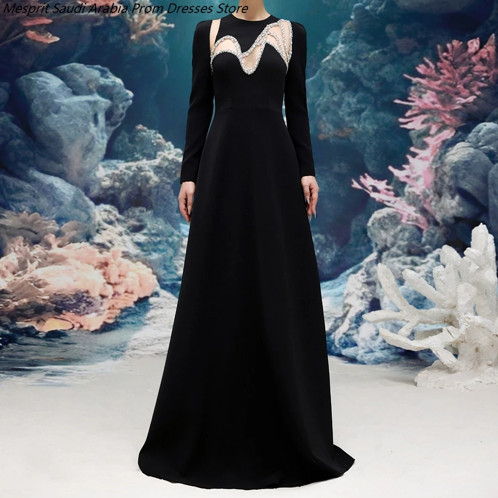 Women's A-line Evening Dresses Floor-length O-neck Full Sleeve Prom Dresses Fashion Crystal Simple Draped Customized Gowns
Women's A-line Evening Dresses Floor-length O-neck Full Sleeve Prom Dresses Fashion Crystal Simple Draped Customized Gowns