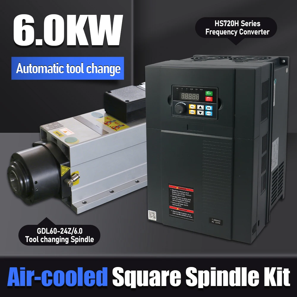 HQD ATC Spindle Motor 6kw For wood Aluminium soft metal ISO30 24000rpm + 7.5kw VFD AC340-440V 200-240V 2.5Nm CNC Spindle Kit
HQD ATC Spindle Motor 6kw For wood Aluminium soft metal ISO30 24000rpm + 7.5kw VFD AC340-440V 200-240V 2.5Nm CNC Spindle Kit