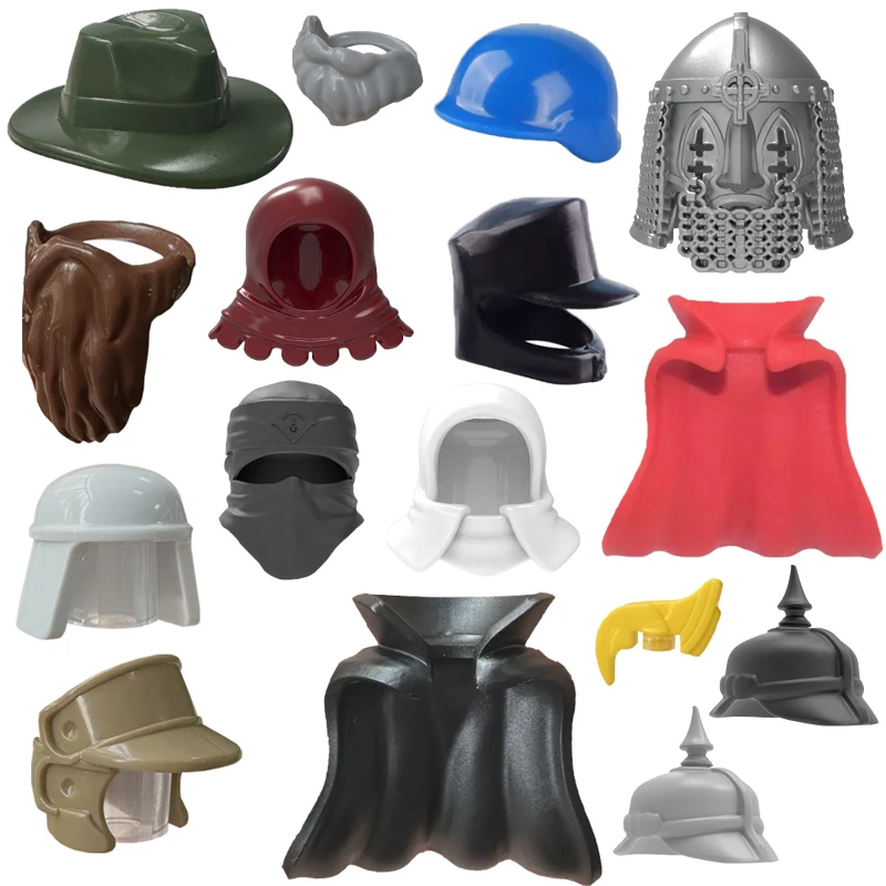MOC Figures Body Parts Building Blocks Medieval Knights Helmet Beard Empire Hat Cape Axe Hamme Sickle Mini Bricks Toys Gifts
MOC Figures Body Parts Building Blocks Medieval Knights Helmet Beard Empire Hat Cape Axe Hamme Sickle Mini Bricks Toys Gifts
