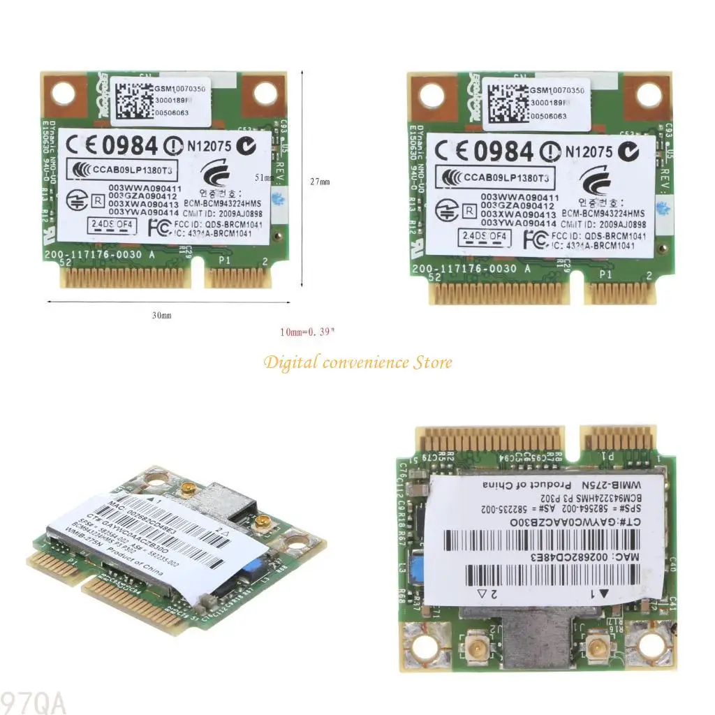 97QA BCM943224HMS 802.11a g n 300Mbps Half Mini PCie Wireless WiFi Card for HP 8440 8540 8460 8560 2560 2540
97QA BCM943224HMS 802.11a g n 300Mbps Half Mini PCie Wireless WiFi Card for HP 8440 8540 8460 8560 2560 2540