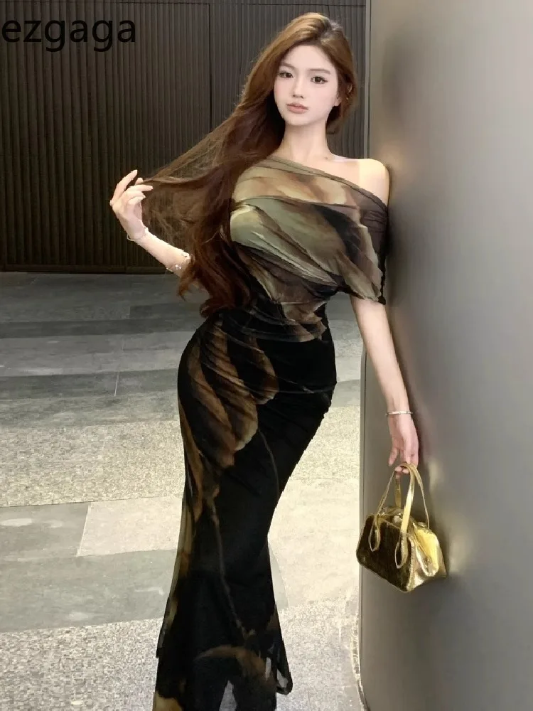 Ezgaga Dresses Women Vintage Sexy Floral Printed Slash Neck Off Shoulder Slim Elegant Party Dress Female Fashion Temperament
Ezgaga Dresses Women Vintage Sexy Floral Printed Slash Neck Off Shoulder Slim Elegant Party Dress Female Fashion Temperament
