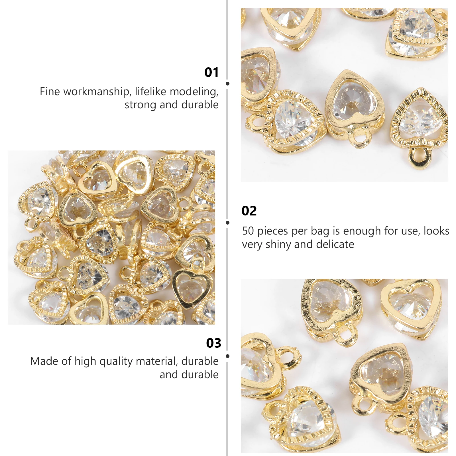 50Pcs Zircon Alloy Charms Pendants Golden Necklace Earring Jewelry Making Bulk DIY Projects Gift Giving Accessories
50Pcs Zircon Alloy Charms Pendants Golden Necklace Earring Jewelry Making Bulk DIY Projects Gift Giving Accessories