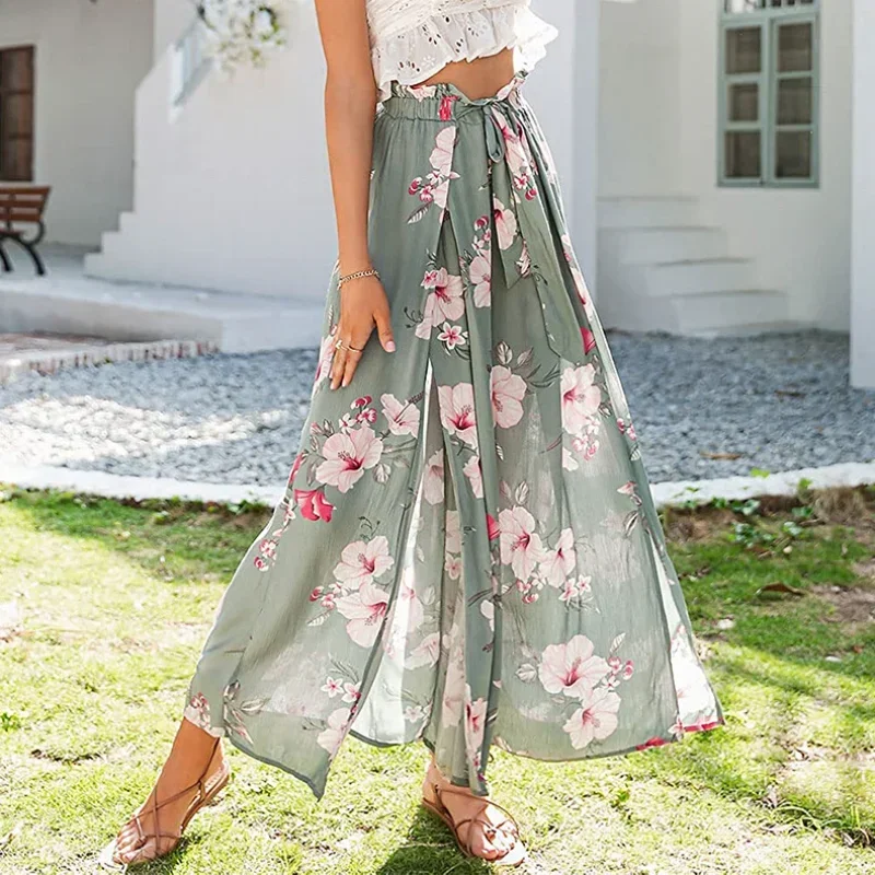 Spring/Summer Sweet Skirt Trousers Fashion Loose High Waist Digital Printed Pants Casual Lace-up Bow Folds Wide Leg Pants 26782
Spring/Summer Sweet Skirt Trousers Fashion Loose High Waist Digital Printed Pants Casual Lace-up Bow Folds Wide Leg Pants 26782