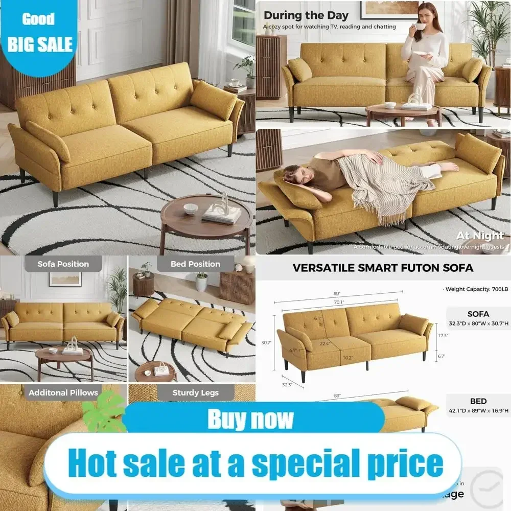 Бестселлер: 89-дюймовый диван-футон, удобный льняной диван-кровать с 2 квадратными подушками, раскладной диван-кровать с регулируемой спинкой.
Бестселлер: 89-дюймовый диван-футон, удобный льняной диван-кровать с 2 квадратными подушками, раскладной диван-кровать с регулируемой спинкой.