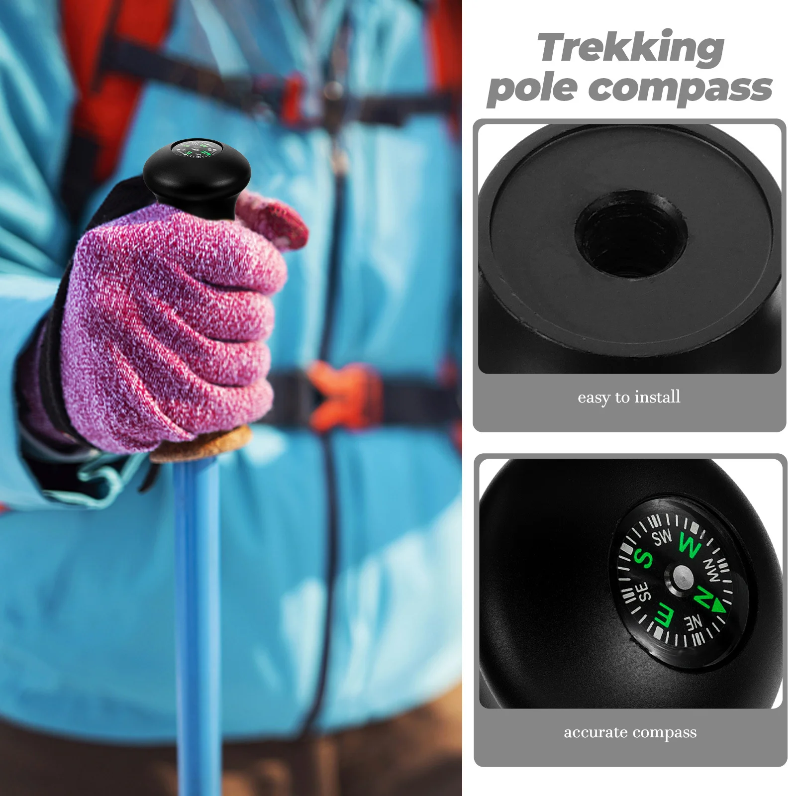 Lightweight Aluminum Trekking Pole Head Compass Hiking Climbing Accessory Ball Handle Design Durable Outdoor Navigation Tool 
Lightweight Aluminum Trekking Pole Head Compass Hiking Climbing Accessory Ball Handle Design Durable Outdoor Navigation Tool