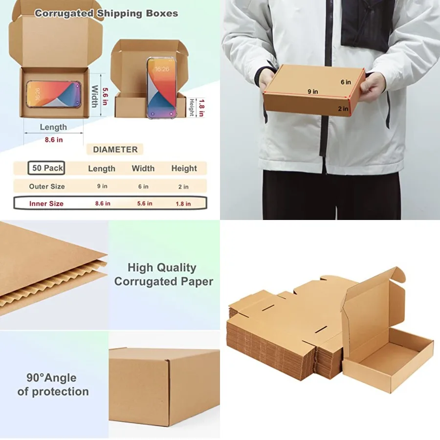 9x6x2 Inch Shipping Boxes Pack of 50, Small Corrugated Cardboard Box for Mailing Packing Literature Mailer
9x6x2 Inch Shipping Boxes Pack of 50, Small Corrugated Cardboard Box for Mailing Packing Literature Mailer