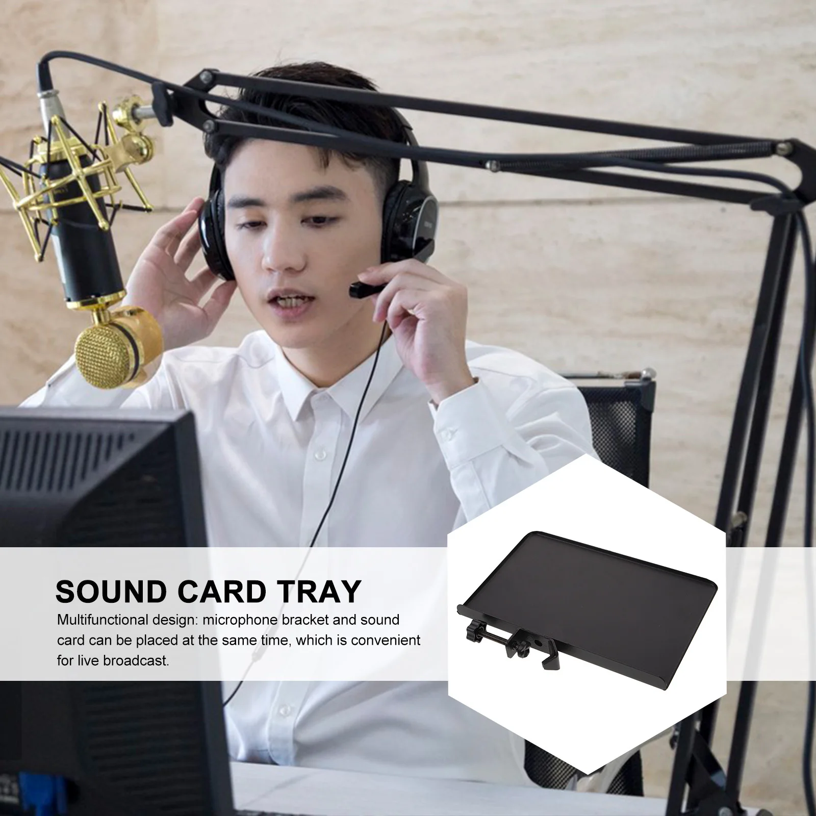 Sound Card Tray Adjustable Mic Stand Shelf For Live Streaming Stage Office Home Use Microphone Storage Rack Mount
Sound Card Tray Adjustable Mic Stand Shelf For Live Streaming Stage Office Home Use Microphone Storage Rack Mount