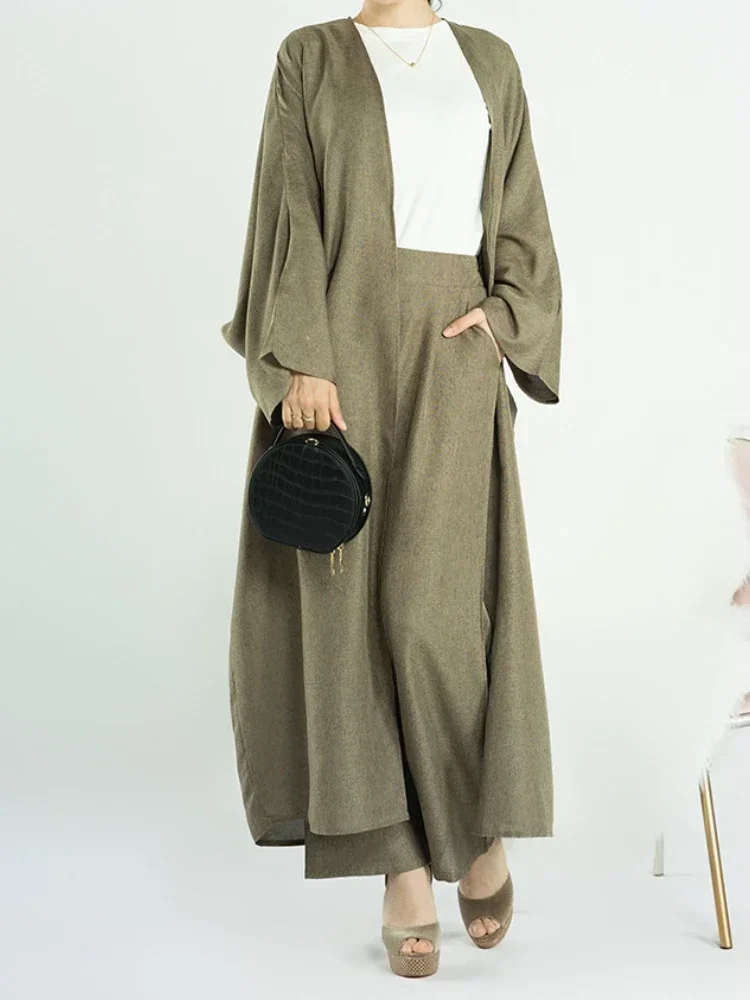 Cotton Linen Kimono Abaya with Pants 2 Piece Matching Muslim Set Abayas for Women Dubai Turkey Kaftan Robe Modest Islamic Outfit
Cotton Linen Kimono Abaya with Pants 2 Piece Matching Muslim Set Abayas for Women Dubai Turkey Kaftan Robe Modest Islamic Outfit