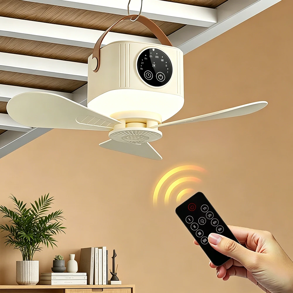 Wireless Ceiling Fan With LED Light Remote Control 4 Speeds 4 Timer 7200mAh Rechargeable Portable Camping Fan For Outdoor Tent
Wireless Ceiling Fan With LED Light Remote Control 4 Speeds 4 Timer 7200mAh Rechargeable Portable Camping Fan For Outdoor Tent