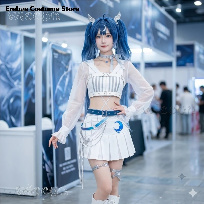 Anime Cosplay Costumes Wuthering Waves Idol Groups Solar5 Iuno White Blue Dress Y2K Jirai Kei Lolita, Halloween Stage Uniform
Anime Cosplay Costumes Wuthering Waves Idol Groups Solar5 Iuno White Blue Dress Y2K Jirai Kei Lolita, Halloween Stage Uniform