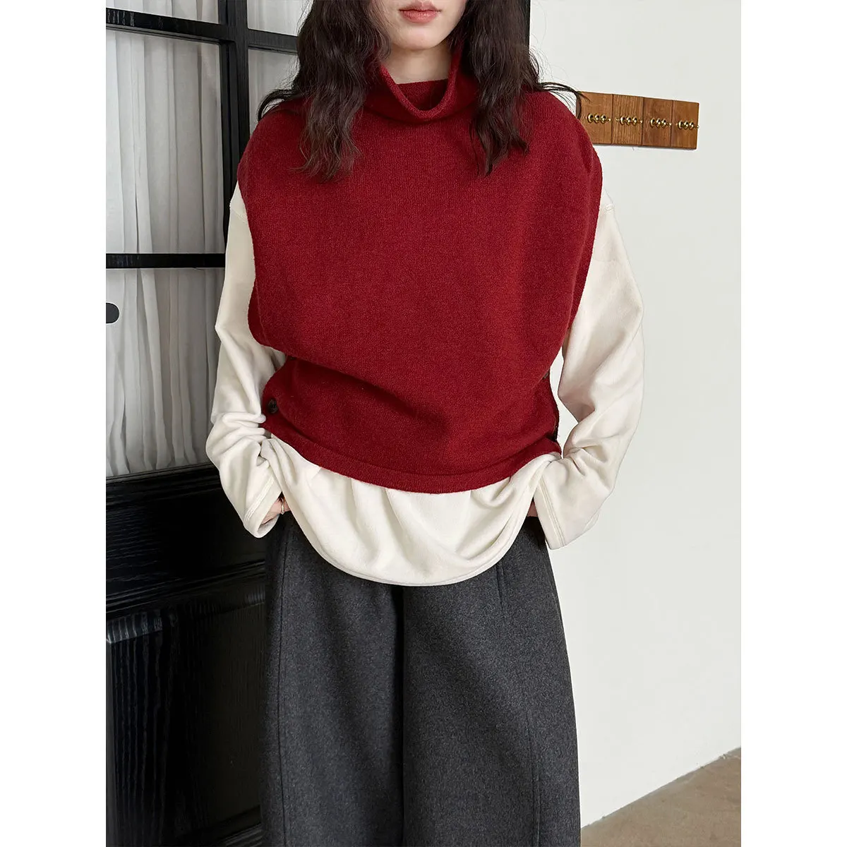 Lushixi Women's Knitted Vest Lazy Style Shoulder Openwork Neck Design Winter Outerwear Sweater Loose Fit Color SS891
Lushixi Women's Knitted Vest Lazy Style Shoulder Openwork Neck Design Winter Outerwear Sweater Loose Fit Color SS891