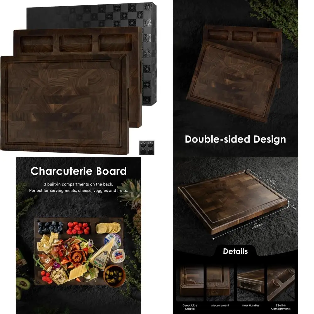 Большая двусторонняя толстая доска для посуды из черного ореха для кухни, 17x13x1,5 дюйма, идеально подходит для мясных блоков и сервировки
Большая двусторонняя толстая доска для посуды из черного ореха для кухни, 17x13x1,5 дюйма, идеально подходит для мясных блоков и сервировки