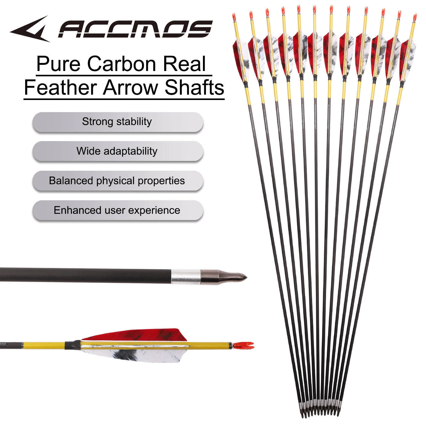 ID 6.2 Pure Carbon Arrows with Real Turkey Feathers 100gn Tips for Recurve Compound Bow Hunting(The arrow shaft can be cut.)
ID 6.2 Pure Carbon Arrows with Real Turkey Feathers 100gn Tips for Recurve Compound Bow Hunting(The arrow shaft can be cut.)