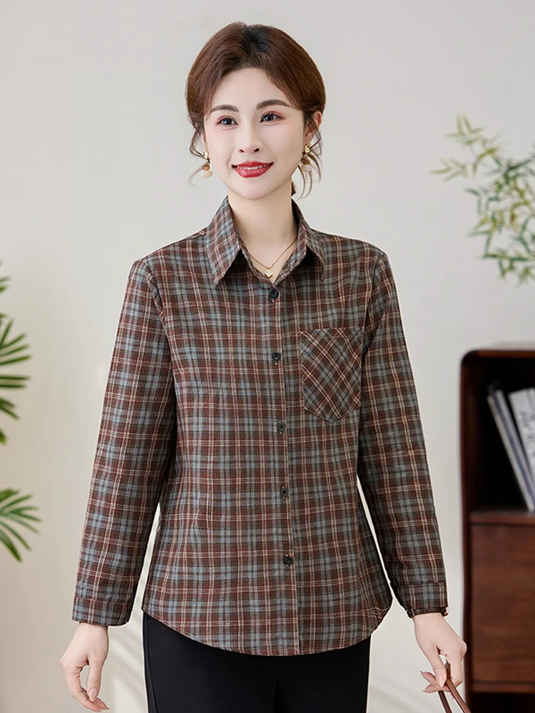 Spring 2026 Loose Fit Pure Cotton Plaid Shirt for Middle-Aged And Elderly Women Breathable Polyester Fiber Open Cardigan
Spring 2026 Loose Fit Pure Cotton Plaid Shirt for Middle-Aged And Elderly Women Breathable Polyester Fiber Open Cardigan
