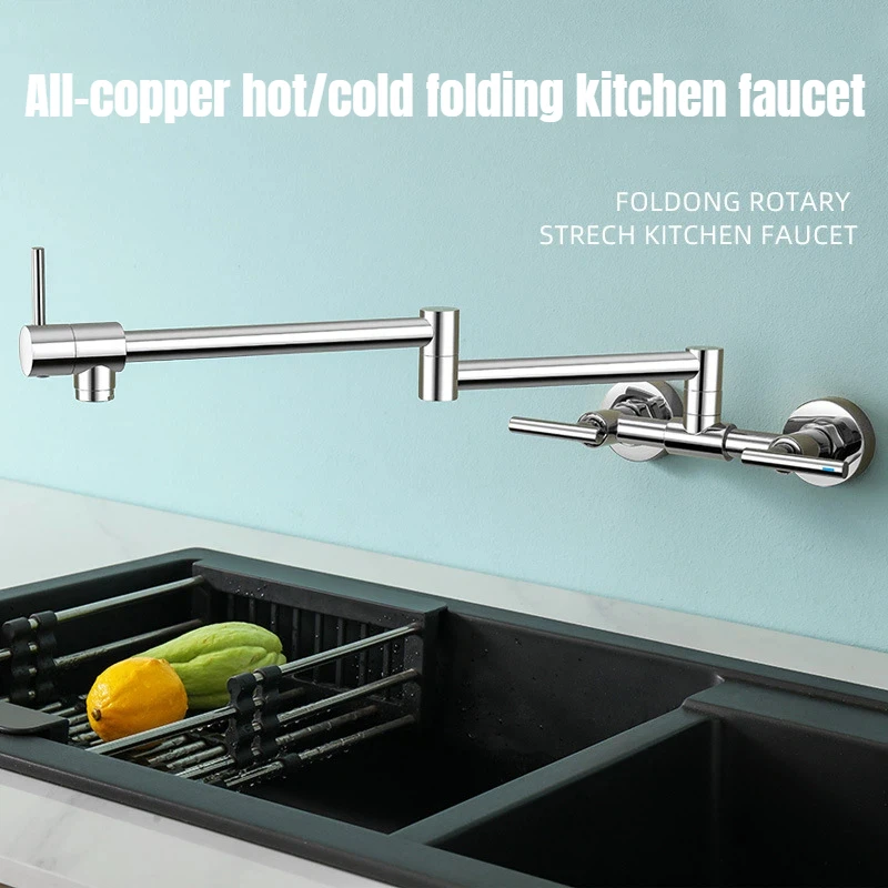 Pot Filler Faucet Wall Mounted Kitchen Mixer Solid Brass Swivel Spout Hot And Cold Water With Dual Handle
Pot Filler Faucet Wall Mounted Kitchen Mixer Solid Brass Swivel Spout Hot And Cold Water With Dual Handle