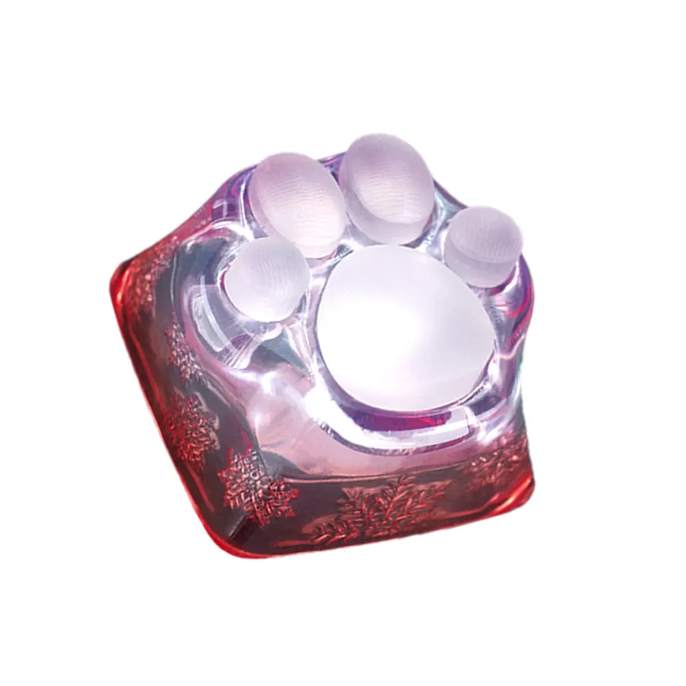 Mechanical Keyboard Keycap Cat Paw Shape Translucent Resin Design Bright Rgb Glow Smooth Texture Cartoon Decoration Gift Option