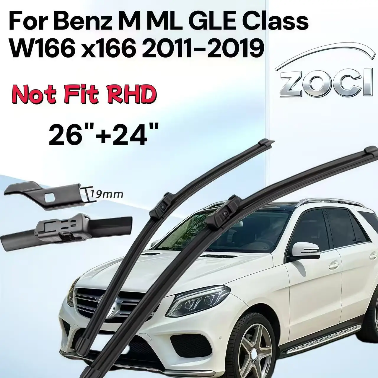Premium Windshield Wiper Blades for Mercedes-Benz M/ML/GLE-Class W166 X166 2011-2019, Size 26"+24", High-Quality Car Accessories
Premium Windshield Wiper Blades for Mercedes-Benz M/ML/GLE-Class W166 X166 2011-2019, Size 26"+24", High-Quality Car Accessories