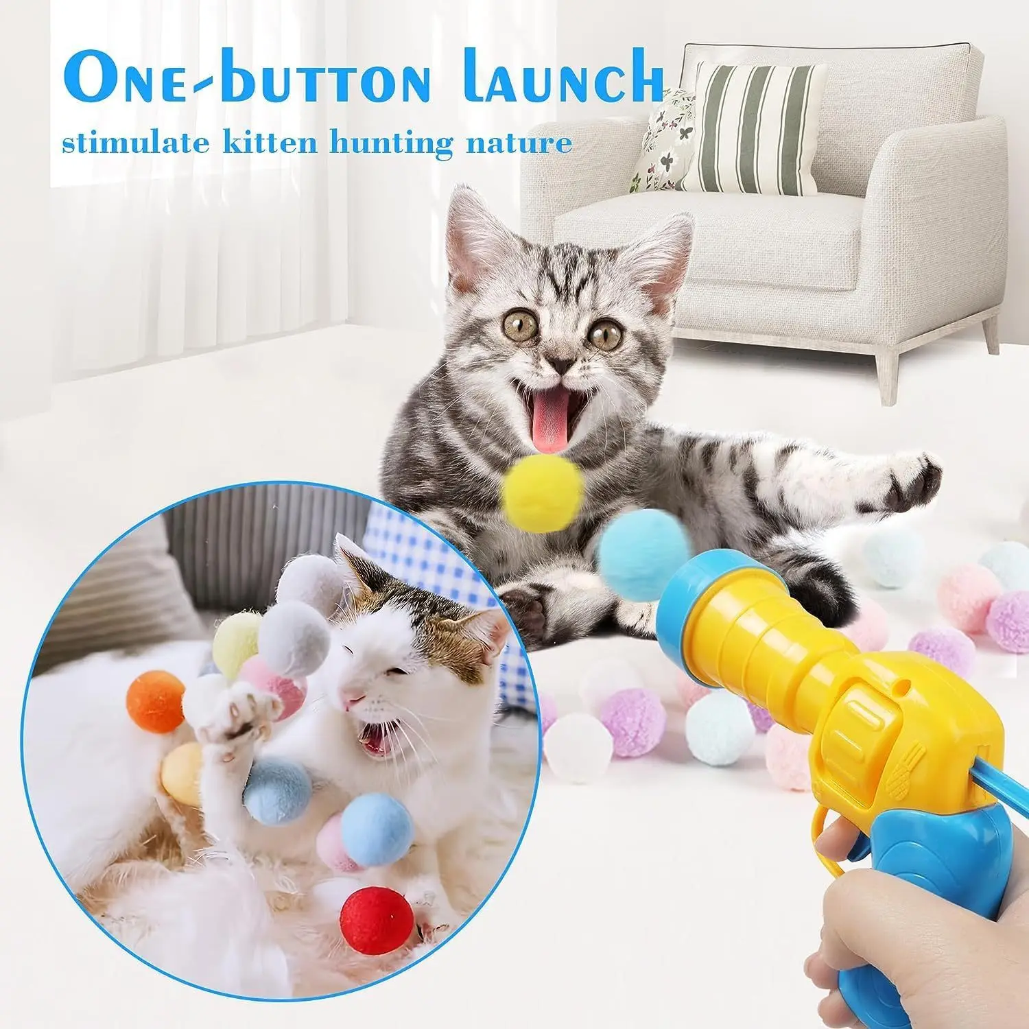 Cat Toy Interactive High Fun Toy Gun 10/30/50/100Pcs Plush Ball Launches Quiet High Bounce Ball To Tease The Cat
Cat Toy Interactive High Fun Toy Gun 10/30/50/100Pcs Plush Ball Launches Quiet High Bounce Ball To Tease The Cat