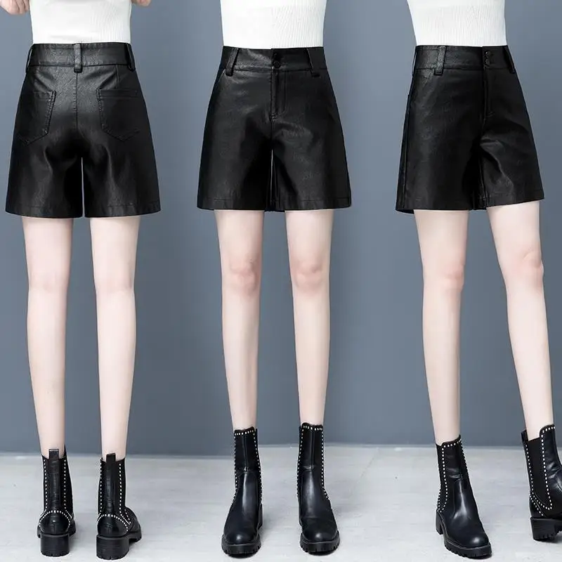 Leather Shorts Women's Autumn and Winter Small Middle Pants Wide Leg Women's Pants PU Leather Pants
Leather Shorts Women's Autumn and Winter Small Middle Pants Wide Leg Women's Pants PU Leather Pants
