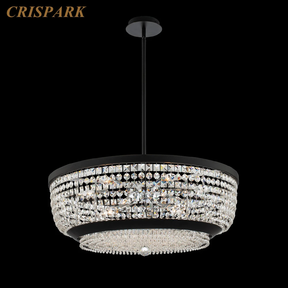Round 28" Matte Black Chandelier LED Retro Drum Pendant Light Luxury Clear Crystal Chandelier Luminaria for Living Room Bedroom
Round 28" Matte Black Chandelier LED Retro Drum Pendant Light Luxury Clear Crystal Chandelier Luminaria for Living Room Bedroom