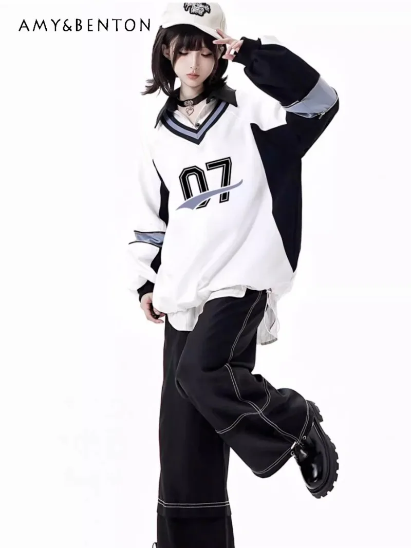 Sweetheart Cute Bowknot Patchwork V-neck Long Sleeve Sweatshirt High Waist Wide-leg Pants Harajuku Style Y2K Two-piece Set Women
Sweetheart Cute Bowknot Patchwork V-neck Long Sleeve Sweatshirt High Waist Wide-leg Pants Harajuku Style Y2K Two-piece Set Women