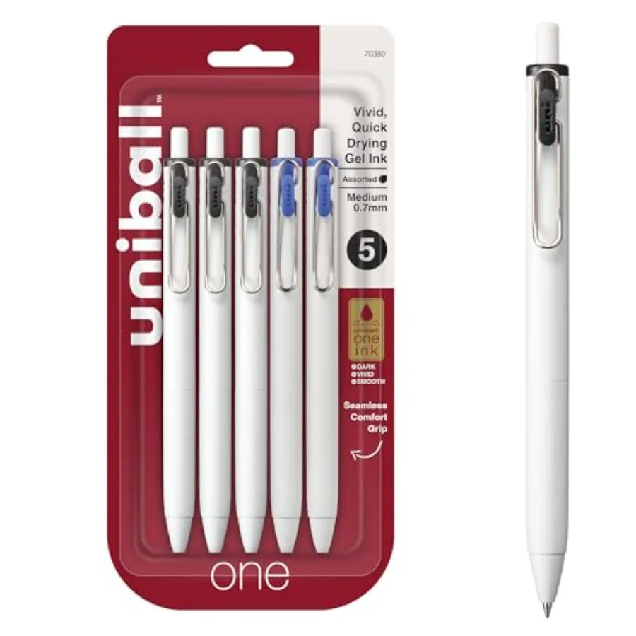 uniball one Retractable Gel Pens, Point 0.7mm,and Ink, 5 Pack
uniball one Retractable Gel Pens, Point 0.7mm,and Ink, 5 Pack