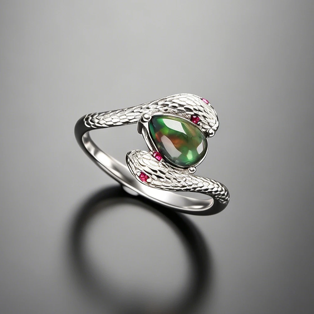 Vintage Snake Natural Black Opal Rings Sterling 925 Silver Gemstone 6*8mm for Women Birthday Party Jewelry Gift
Vintage Snake Natural Black Opal Rings Sterling 925 Silver Gemstone 6*8mm for Women Birthday Party Jewelry Gift